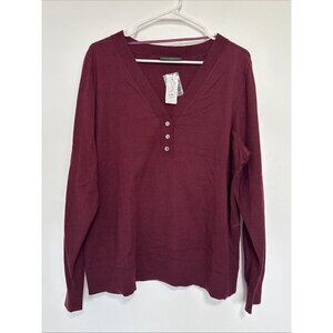 Lane Bryant Sweater Womens 18/20 Maroon V-NECK Long Sleeve Retails $60.00 NWT